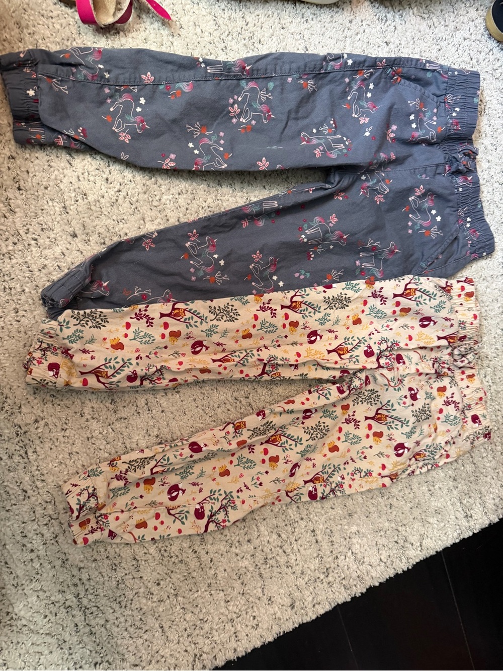 Garanimals Unicorn Print Gray Joggers & Floral Cream Pull-On Pants